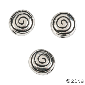 Silvertone Swirl Beads - 8mm (50 Piece(s))