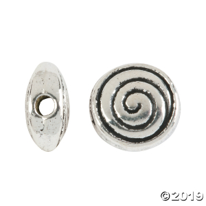 Silvertone Swirl Beads - 8mm (50 Piece(s))