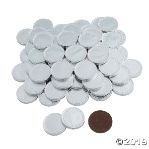 Silver Flat Chocolate Coins (60 Piece(s))