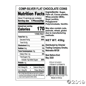 Silver Flat Chocolate Coins (60 Piece(s))