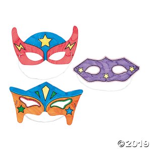 Color Your Own Superhero Masks (Per Dozen)