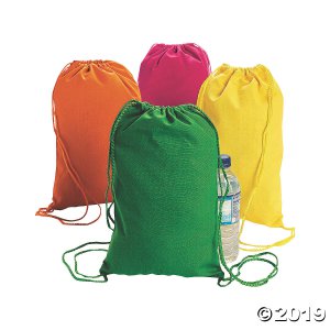 Medium Neon Canvas Drawstring Bags (Per Dozen)