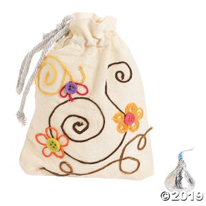 DIY Mini Canvas Drawstring Bags - 48 pcs.