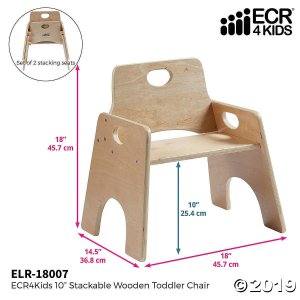 10in Stackable Wooden Toddler Chair - Ready-to-Assemble - 2PK (2 Unit(s))
