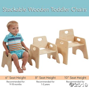 10in Stackable Wooden Toddler Chair - Ready-to-Assemble - 2PK (2 Unit(s))