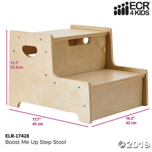 ECR4Kids Boost Me Up Step Stool, Two Step Wood Stepping Stool for Kids and Toddlers (1 Unit(s))