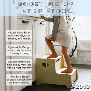 ECR4Kids Boost Me Up Step Stool, Two Step Wood Stepping Stool for Kids and Toddlers (1 Unit(s))