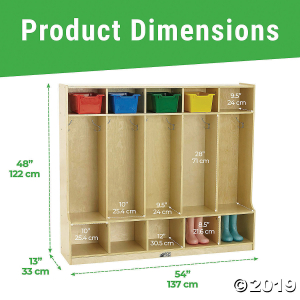 ECR4Kids 5-Section Locker with Bench and Storage Shelves (1 Unit(s))