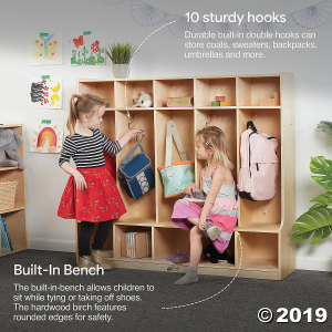 ECR4Kids 5-Section Locker with Bench and Storage Shelves (1 Unit(s))