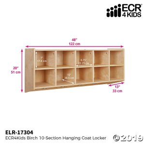 10-Section Birch Hanging Coat Locker with Bins - Clear (1 Unit(s))