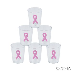 Pink Ribbon Plastic Shot Glasses (50 Piece(s))