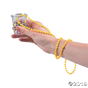 Mardi Gras Plastic Shot Glass Beaded Necklaces (Per Dozen)