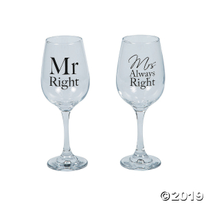 Mr. Right & Mrs. Always Right Wine Glasses (2 Pair)