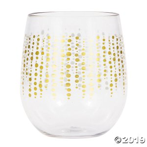 Gold Dot Stemless Plastic Wine Glass (1 Piece(s))