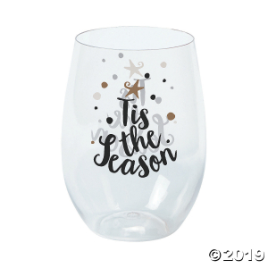 Bold Christmas Stemless Plastic Wine Glasses (6 Piece(s))