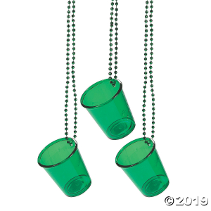 Green Shot Glass Bead Necklaces (6 Piece(s))