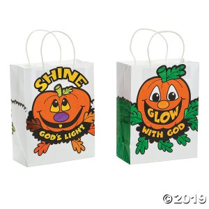 Color Your Own Medium Christian Pumpkin Gift Bags (Per Dozen)