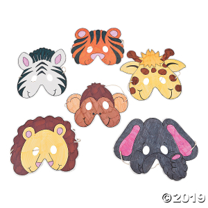 Color Your Own Zoo Animal Masks (Makes 12)