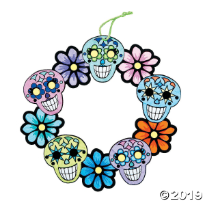 Color Your Own Fuzzy Sugar Skull Wreaths (Per Dozen)