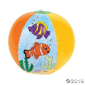 Inflatable 12" Color Your Own Fish Large Beach Balls (Per Dozen)