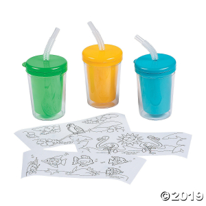 Color Your Own Tropical Cups with Lids & Straws (Makes 12)