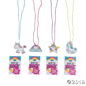 Color Your Own Unicorn Necklace with Gift Box Craft Kit (Makes 24)