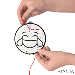 Color Your Own Emoji Cross Stitch Ornament Craft Kit (Makes 12)