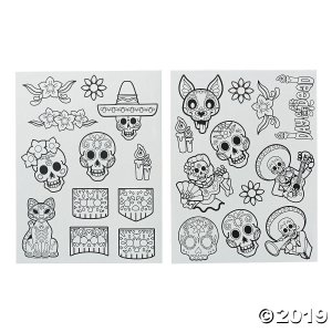 Color Your Own Day of the Dead Window Clings (24 Piece(s))