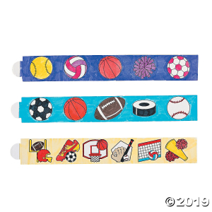 Color Your Own Paper Sports Bands (Per Dozen)
