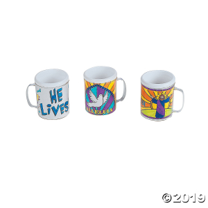 Color Your Own Easter Inspirational Plastic Mugs (Per Dozen)