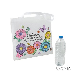 Color Your Own Medium Religious Mother's Day Tote Bags (Per Dozen)