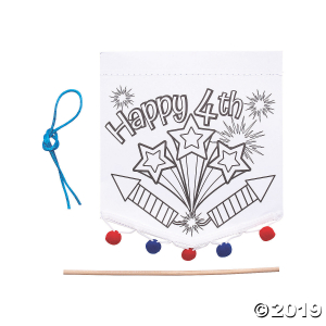 Color Your Own Patriotic Banners with Pom-Pom Trim (Makes 12)