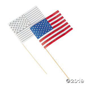 Small Paper Color Your Own American Flags (Makes 12)