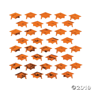 Orange Graduation Cap Confetti (2 oz(s))