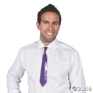Purple Sequin Neckties (Per Dozen)