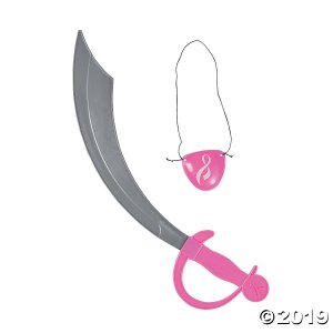 Pink Ribbon Pirate Swords with Eye Patch (Per Dozen)