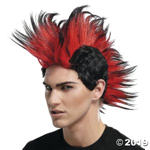 Black & Red Double Mohawk Wig (1 Piece(s))