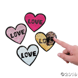 Reversible Sequin Heart Patches (Per Dozen)