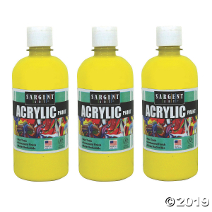 Sargent Art® Acrylic Paint Squeeze Bottle, 16 oz, Yellow, Pack of 3 (3 Piece(s))