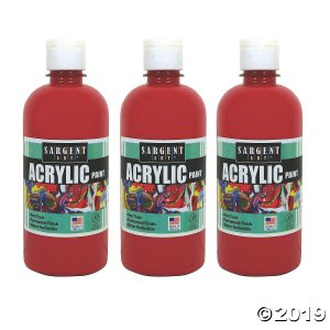 Sargent Art® Acrylic Paint Squeeze Bottle, 16 oz, Red, Pack of 3 (3 Piece(s))