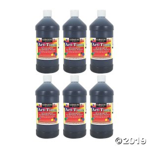 Sargent Art® Art-Time® Washable Tempera Paint, 32 oz, Black, Pack of 6 (6 Piece(s))