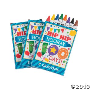 8-Color 100th Day of School Crayons - 12 Boxes (Per Dozen)