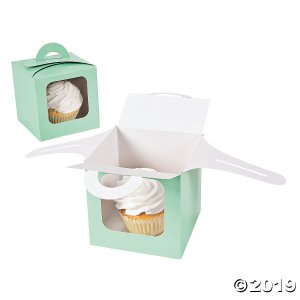 Mint Cupcake Boxes with Handle (Per Dozen)
