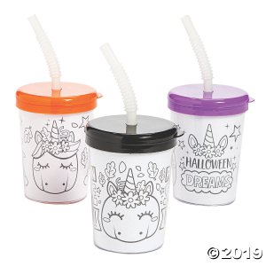 Color Your Own Cups with Lids and Straws