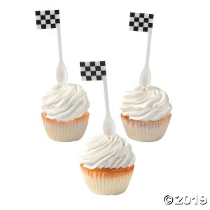 Checkered Race Car Picks with Spoons (25 Piece(s))