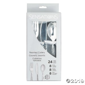 Silvertone Hammered Cutlery Set (24 Piece(s))
