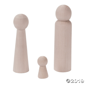 DIY Unfinished Wood Nativity Peg Dolls (18 Piece(s))