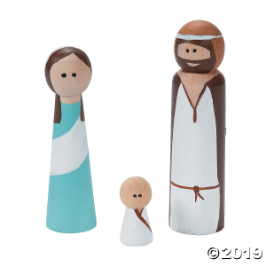 DIY Unfinished Wood Nativity Peg Dolls (18 Piece(s))
