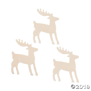 DIY Unfinished Wood Reindeer Cutouts (Per Dozen)