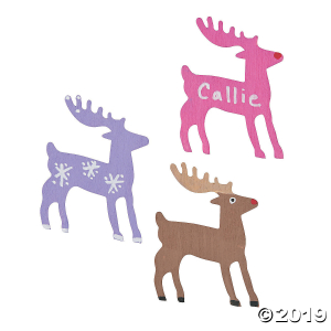 DIY Unfinished Wood Reindeer Cutouts (Per Dozen)